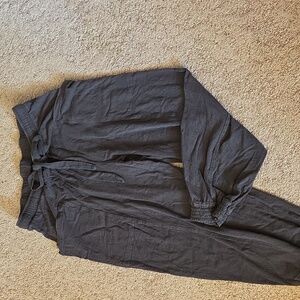 Aerie Womens Charcoal Lightweight Gauze Beach Pant Joggers